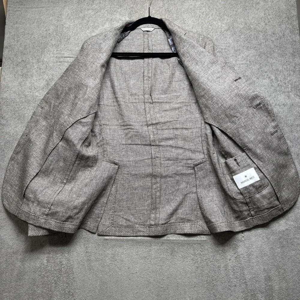 Manuel Ritz Linen Blend Blazer Mens 32R‎ Gray Unstructured Sport Coat Made Italy